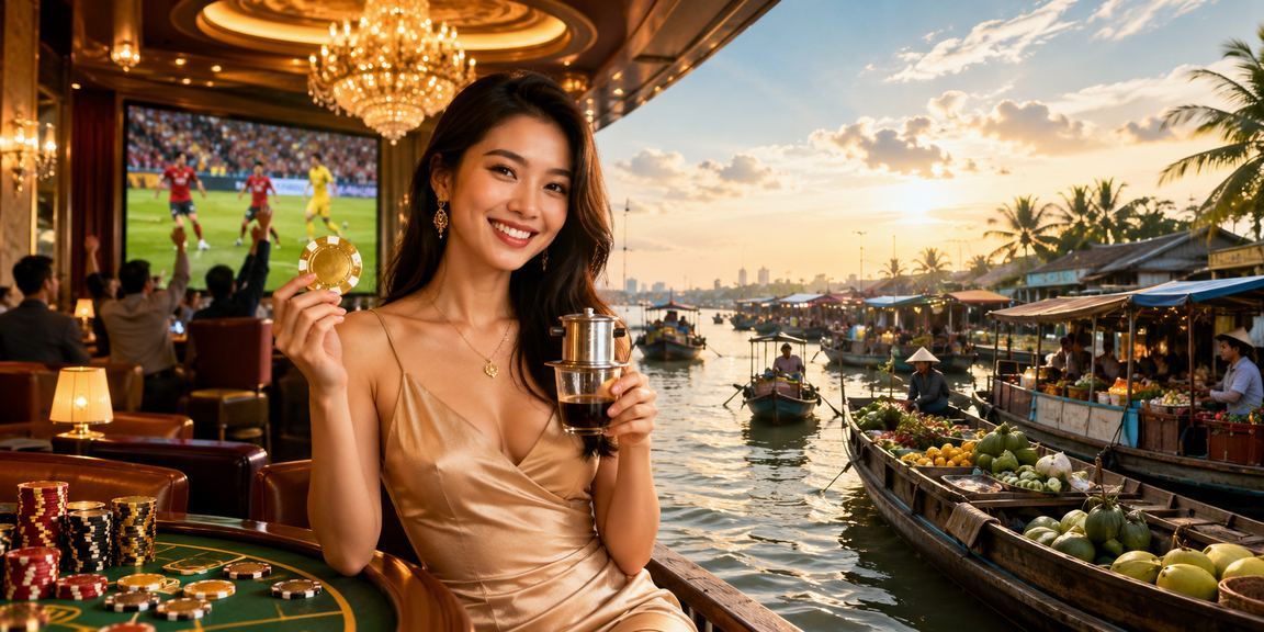Người chơi đăng nhập tài khoản casino tại Cần Thơ bên ly cà phê